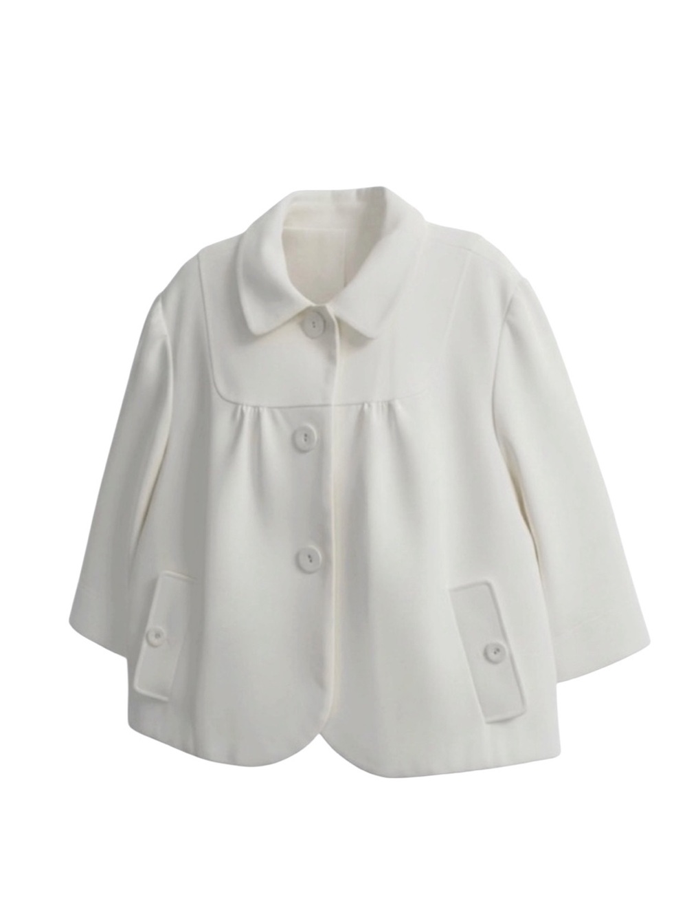 Sandro Paris Cream Peter Pan Collar Cropped Babydoll Jacket‎ Size 1x